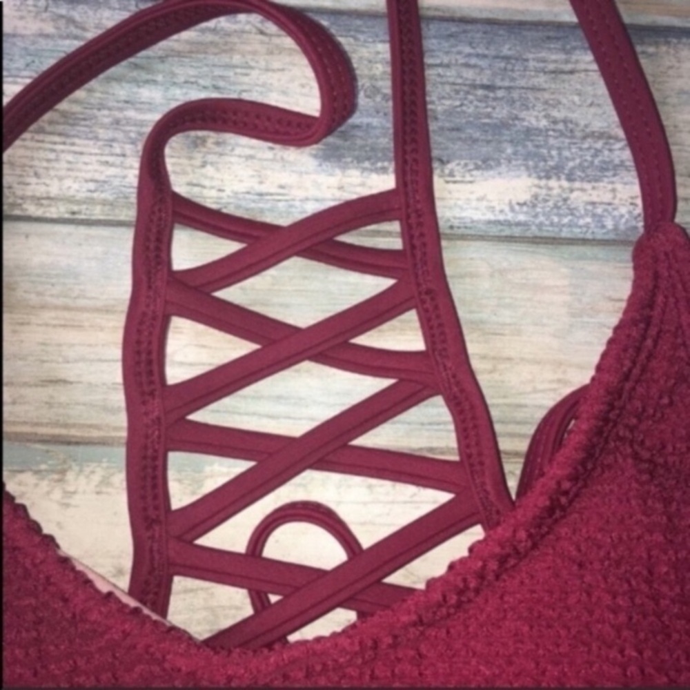 Xhilaration Red Bikini Top Small Ladder Back Strappy Swim Top - Picture 4 of 6